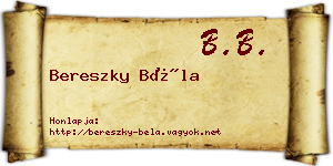 Bereszky Béla névjegykártya